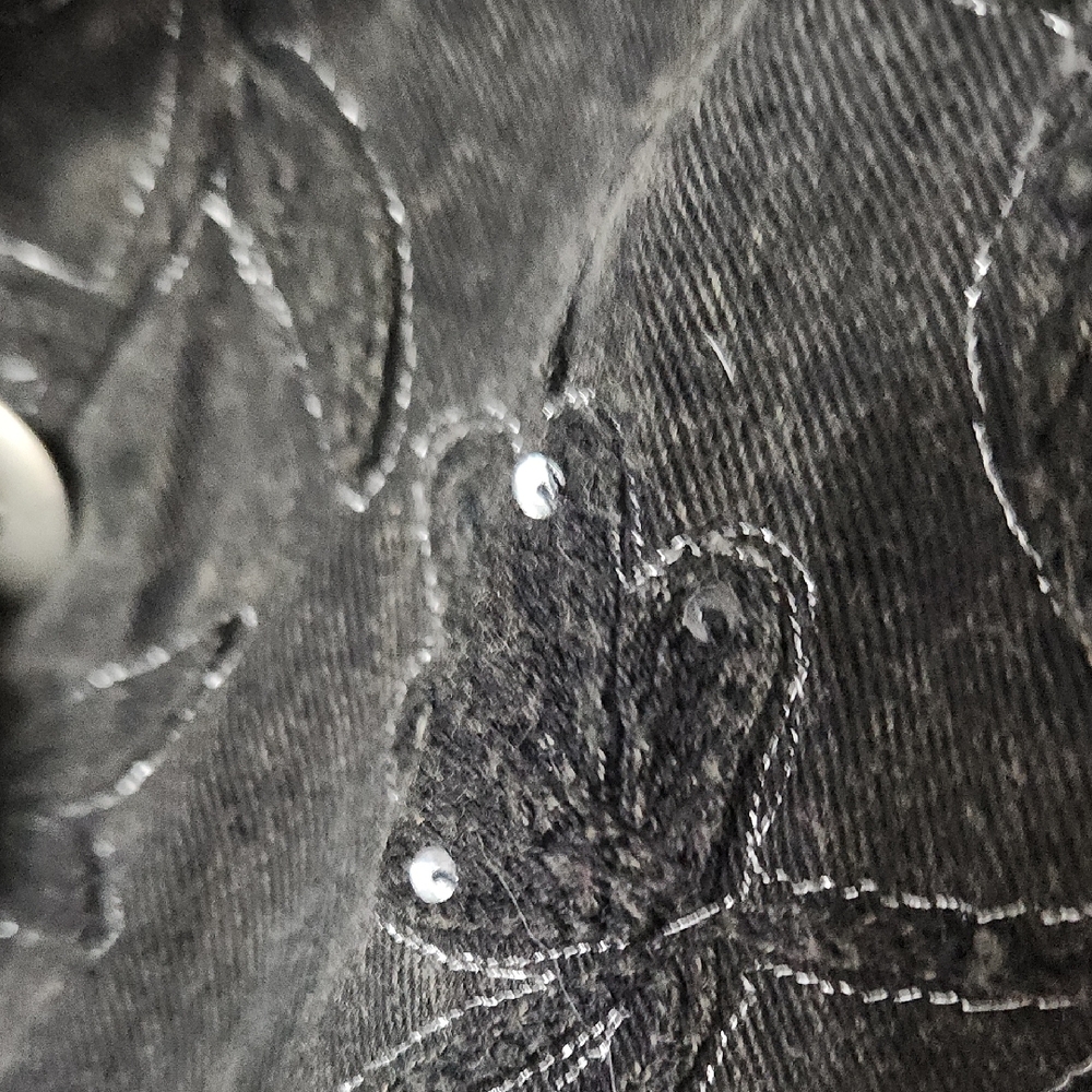 Chico's Black Floral Embroidered Jean Jacket - Picture 8 of 8